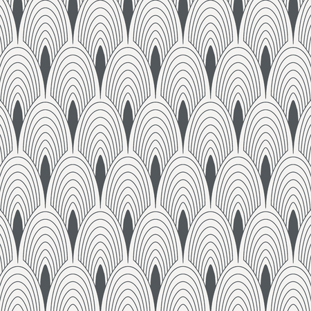 Geometric pattern. linear roof tiling or fish scale shapes motif or leaf leaves and flower. pattern is on swatches panelのイラスト素材