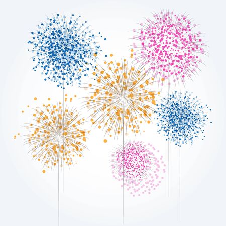 Abstract colour fireworks with sparking colourful circles.のイラスト素材