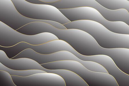 Paper cut background, Abstract decoration, golden rim line and halftone black gradients, 3d Vector illustration. geometric shapes, modern minimal banner.のイラスト素材