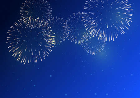 Brightly Colorful Fireworks on twilight backgroundのイラスト素材