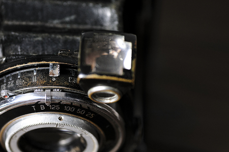 Vintage camera lens close-up. Macro, selective focus