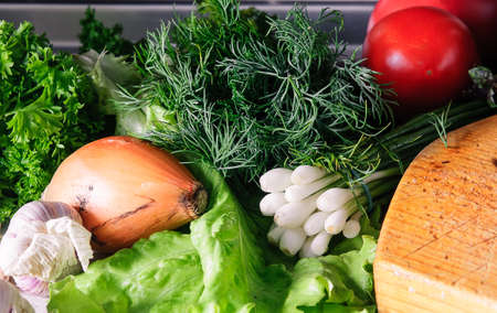 Still life of fresh vegetablesの写真素材