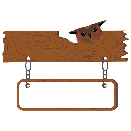 Shy owl and note illustrationのイラスト素材