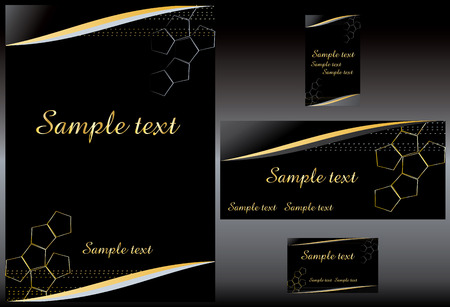 Business design template set with memo, envelope, vertical and horisontal visiting cards - vector easy to changeのイラスト素材