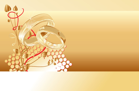 gold wedding rings card design, vector illustrationのイラスト素材
