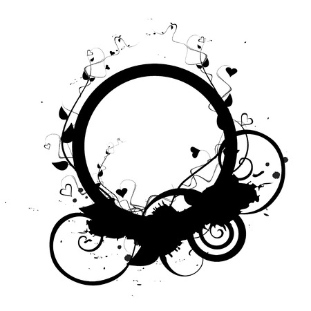 Valentine grunge ring of love frame, vector illustrationのイラスト素材