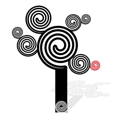 Spiral coil tree, black and white - vectorのイラスト素材