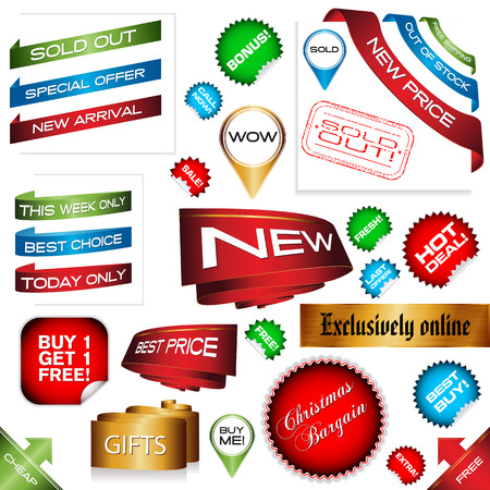 e-commerce sign set, vector illustrationのイラスト素材