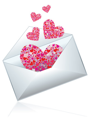 Mail with hearts, vector illustrationのイラスト素材