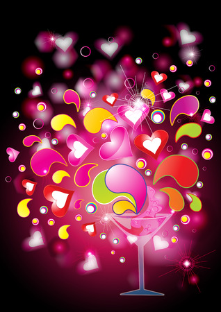 Love potion with hearts and splashes, eps10 vector illustrationのイラスト素材