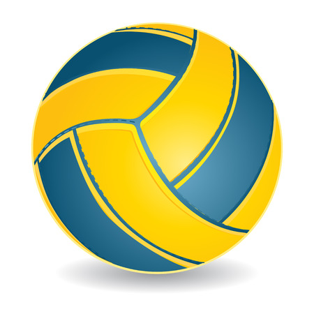 Blue and yellow volleyball ball isolated over white, vector illustrationのイラスト素材