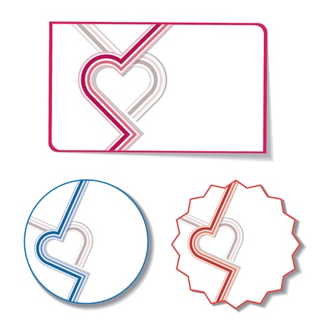 Stickers with retro heart design element, eps10 のイラスト素材