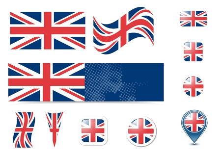United Kingdom flag and buttons setのイラスト素材