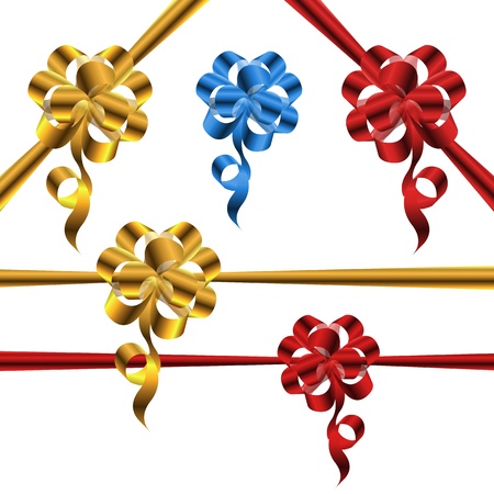 Shiny metallic bow set illustrationのイラスト素材