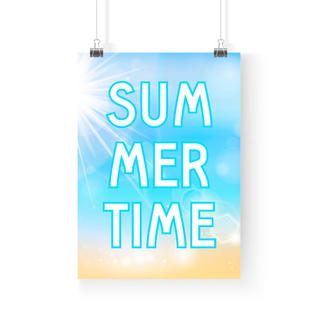 Summer, Seaside view poster. Vector background illustrationのイラスト素材
