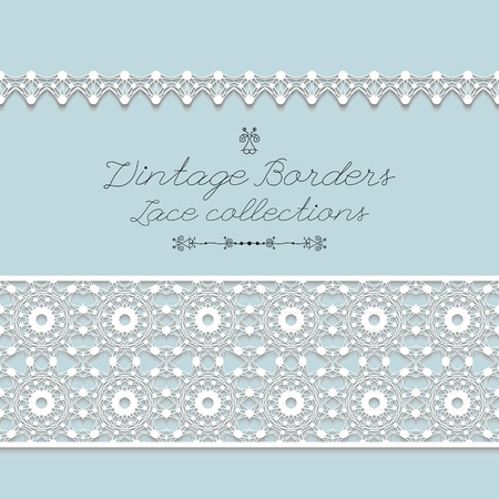 Set of Realistic Vintage lace seamless borders, illustrationのイラスト素材
