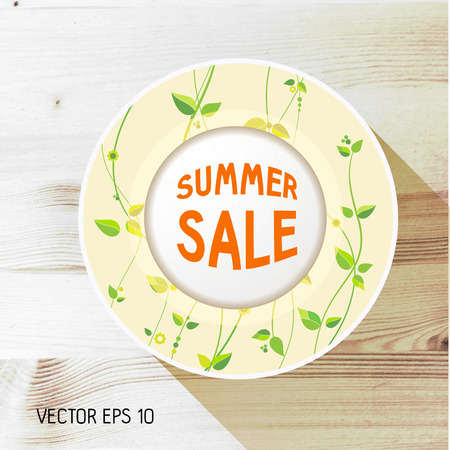 Summer sale background, eco frame with wood textureのイラスト素材