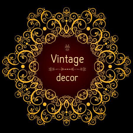 Vintage background gold ornamental round frameのイラスト素材