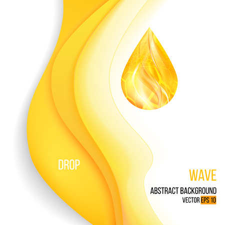 Realistic Wave oil or honey background with dropのイラスト素材