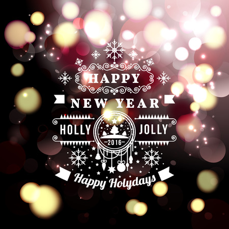 illustration of Merry Christmas Typography Lettering Design Greeting Card on Bokeh background.  illustration Happy New Year Happy Holidays Template.のイラスト素材