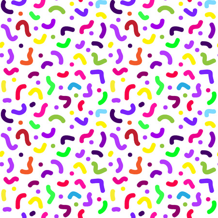 Seamless abstract geometric pattern in retro memphis style, fashion 80-90s. It can be used in printing, website backdrop and fabric design.のイラスト素材