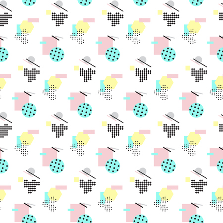 Seamless geometric pattern in retro 80s style, memphisのイラスト素材