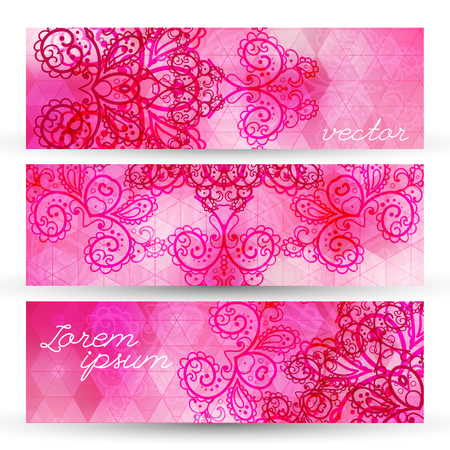 Collection banner design with vintage curl, ornament, line, colorful background, vector illustrationのイラスト素材