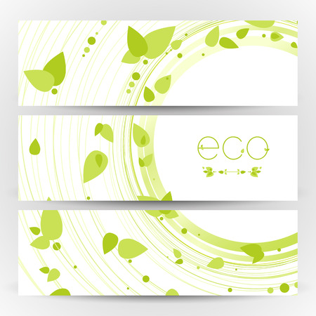 Collection eco banner design with leaves, background, vector illustration.のイラスト素材