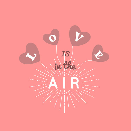 Happy Valentines Day Greeting Card with typography, heart.  14 February. Love is in the air. Vector illustrationのイラスト素材