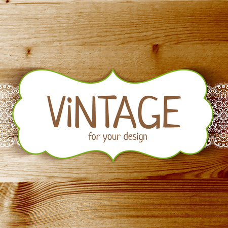 Vintage frame vector with real wood textureのイラスト素材