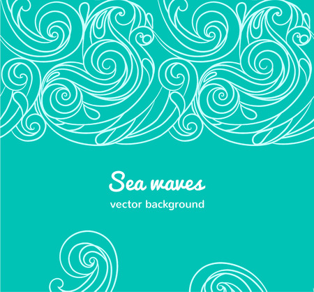 Seamless sea vector blue wave line pattern, sea background. Adult Coloring pages.のイラスト素材