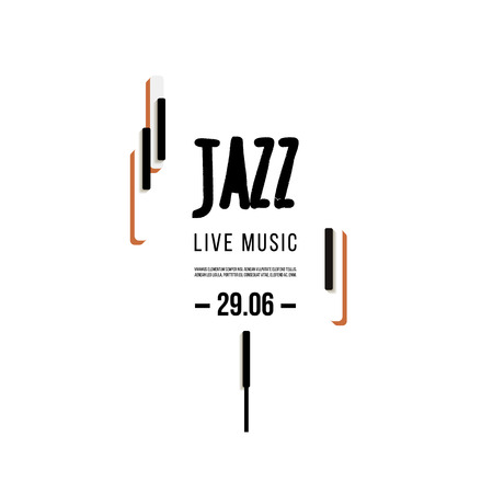 Jazz music festival, poster background template. Keyboard with music keys. Flyer Vector designのイラスト素材