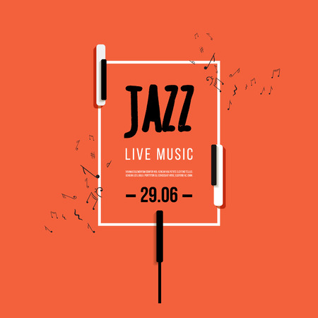 Jazz music festival, poster background template. Keyboard with music keys.のイラスト素材