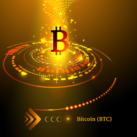 Bitcoin symbol and price chart. Cryptocurrency concept. Futuristic vector design.のイラスト素材