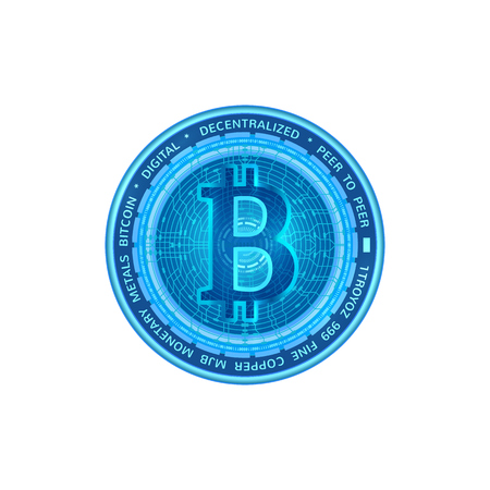 Crypto currency icoin on obverse isolated on white background. Vector illustration. Use for logos, print products, page and web decor or other design.のイラスト素材