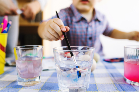 Little boy Painting Water Colorsの写真素材