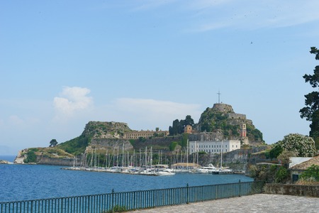 Old fortress in the Corfu town in a summer day tourist destinationのeditorial素材