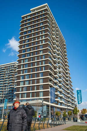 Belgrade, Serbia - 02 22 2020: Belgrade waterfront building one of the finished with apartments low...