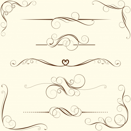 Set of swirl floral ornaments のイラスト素材