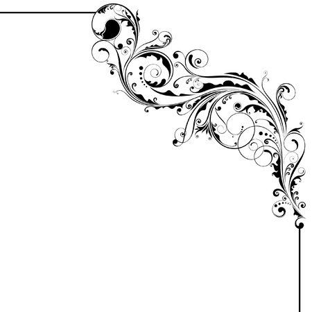 Floral black angle designのイラスト素材