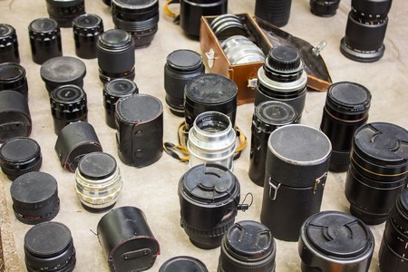 Old and vintage Photolens of different shapesの写真素材