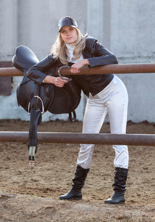 Rider with ammunition and horseshoeの写真素材