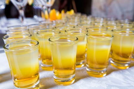 Catering - alcohol cocktails shots closeupの写真素材