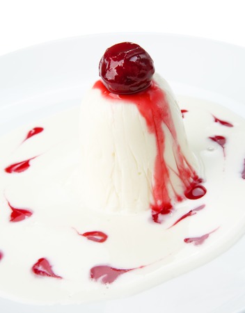 Restaurant food - panna cotta dessert isolated at the white の写真素材