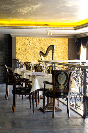 Luxurious italian restaurant interior with beautiful accessoriesのeditorial素材