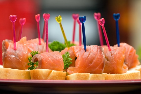 Catering - salmon with olive canape appetizer
