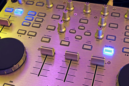 DJ control panel - professional sound and music mixer close-up