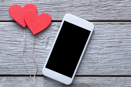 Valentine day online shopping background with copy spaceの写真素材