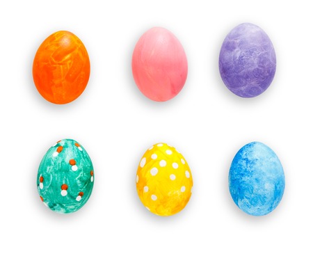 Easter eggs set isolated on white background. Colorful holiday decoration