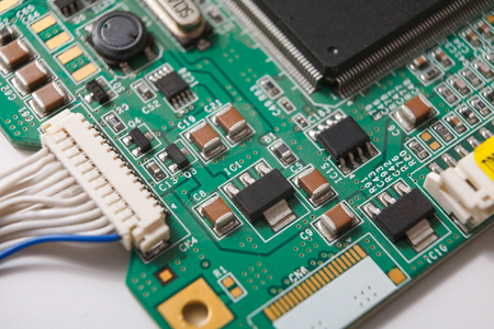 Computer motherboard close up.の写真素材